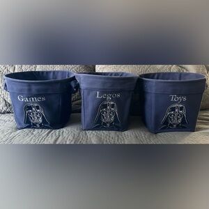 Pottery Barn Kids Star Wars Navy Canvas Storage Bins Handles Toys Games Legos